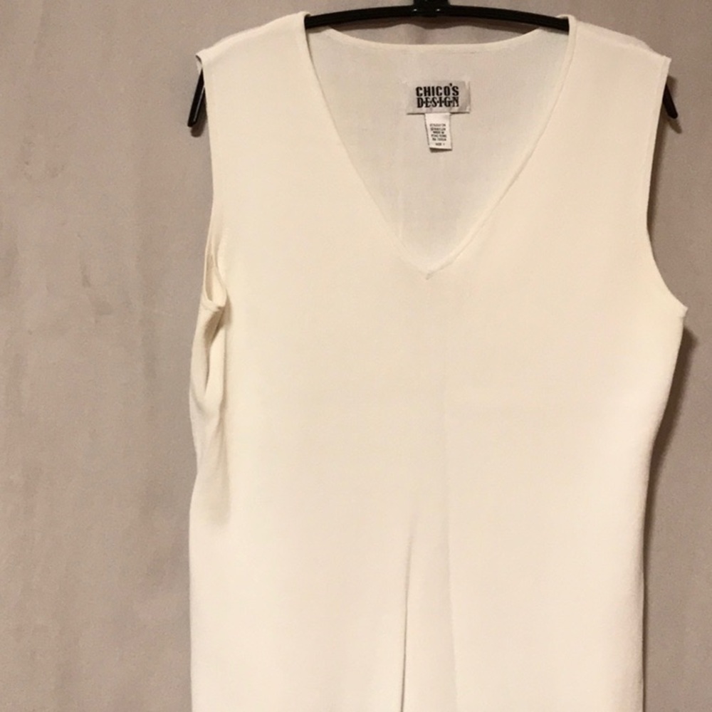 Chico's White V Neck Sleeveless Knit Top Size 1/S/8